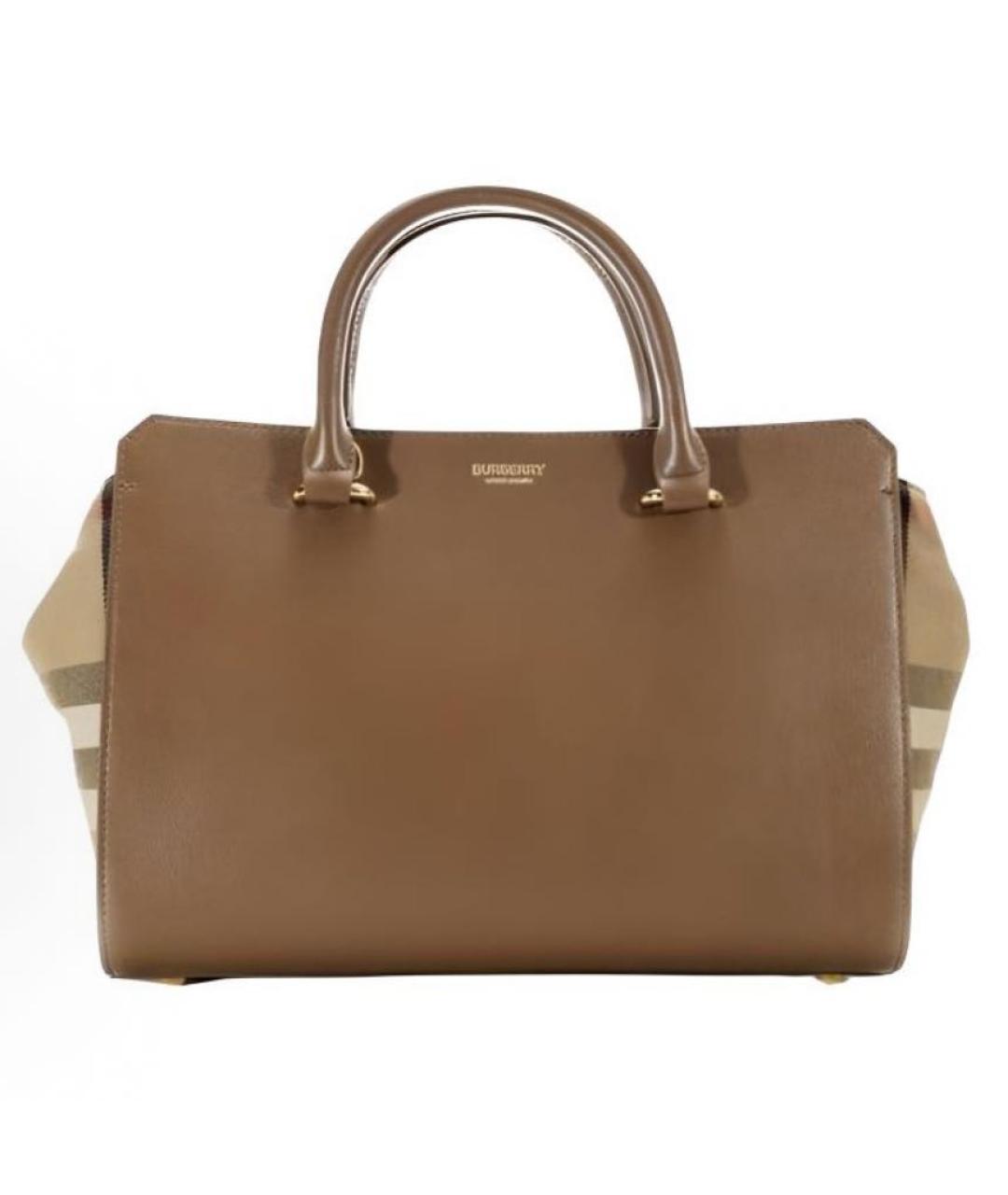 BURBERRY Коричневая кожаная сумка тоут, фото 5