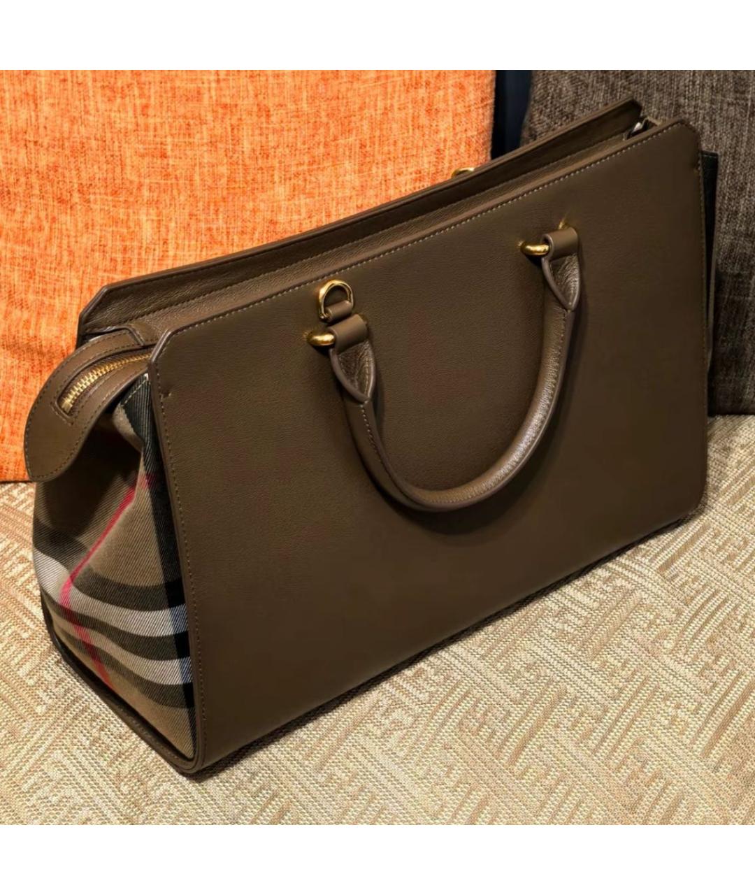 BURBERRY Коричневая кожаная сумка тоут, фото 4