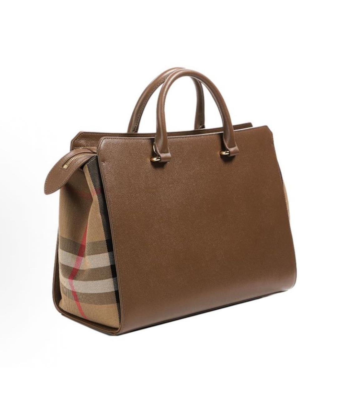 BURBERRY Коричневая кожаная сумка тоут, фото 3