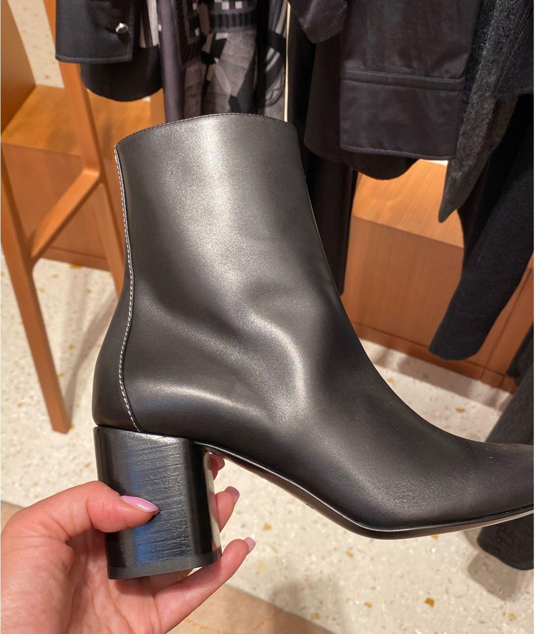 HERMES Черные кожаные ботильоны, фото 4