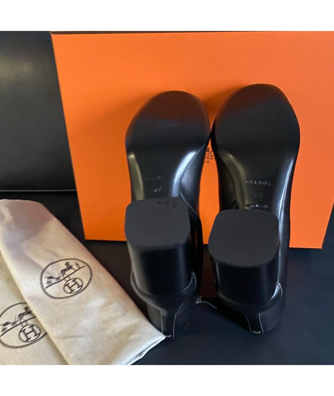 HERMES Черные кожаные ботильоны, фото 3