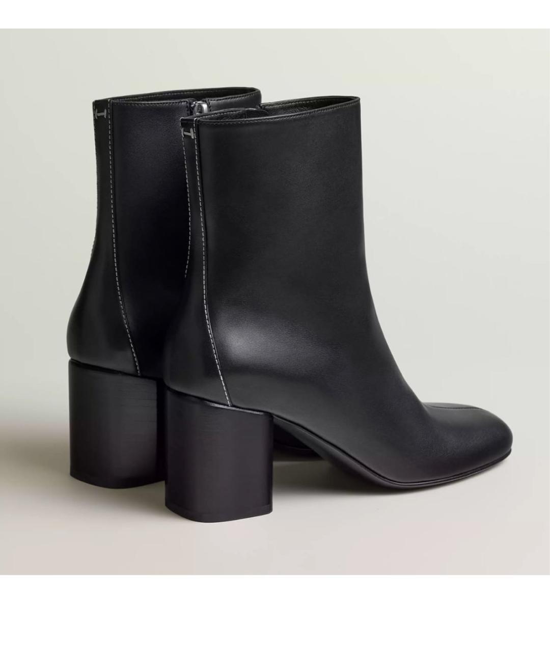 HERMES Черные кожаные ботильоны, фото 2