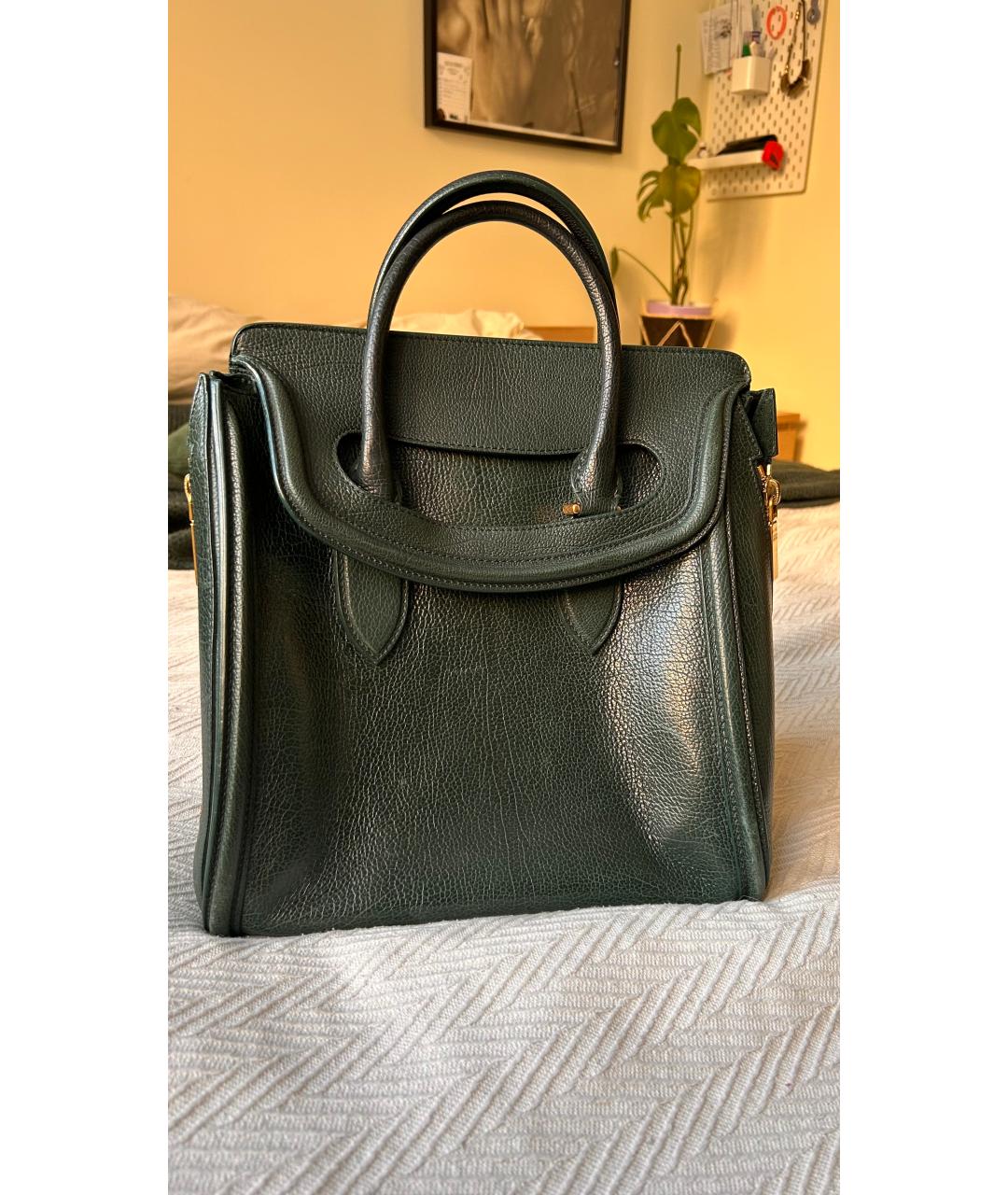 ALEXANDER MCQUEEN Зеленая кожаная сумка с короткими ручками, фото 6