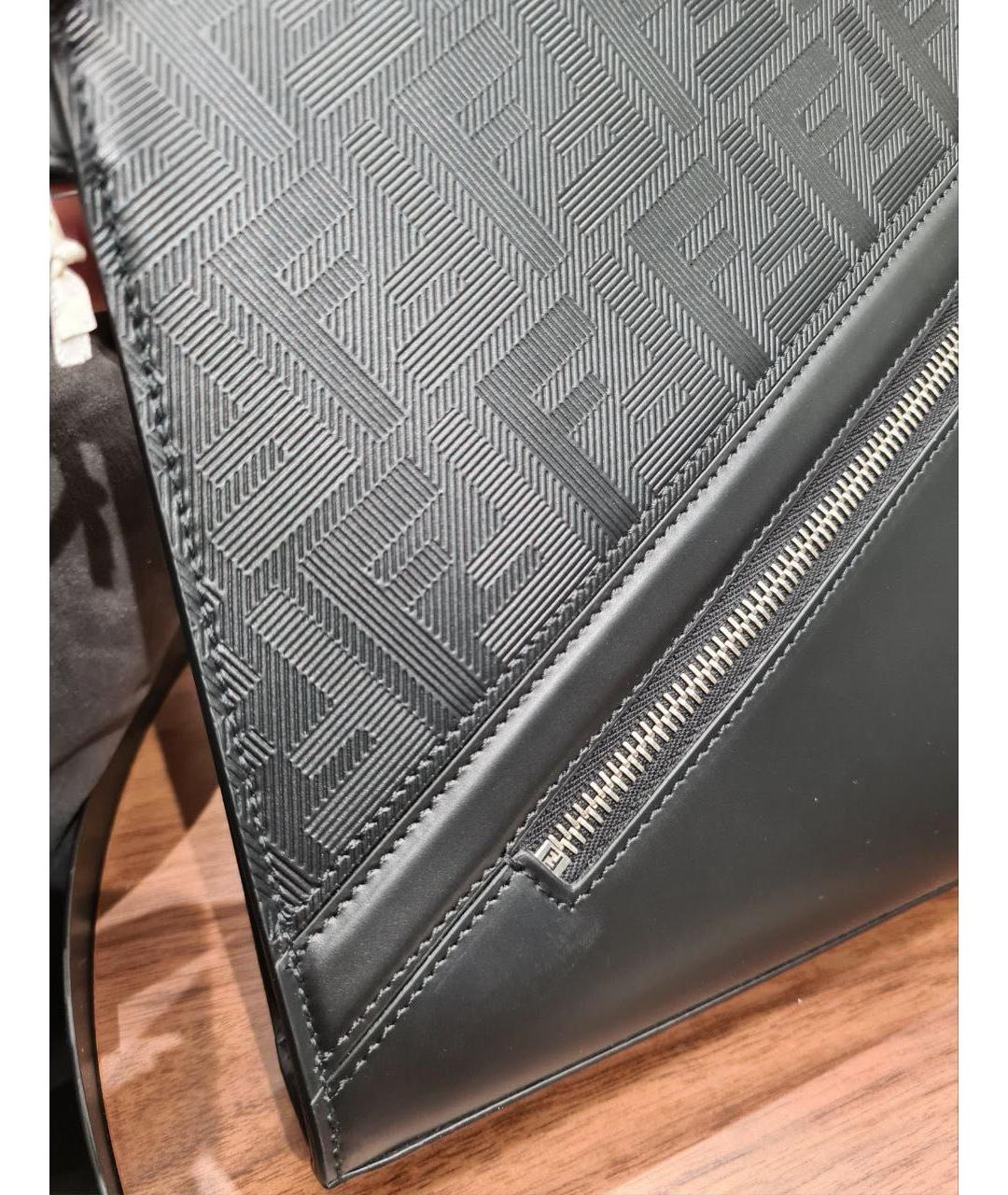 FENDI Черная кожаная барсетка, фото 3