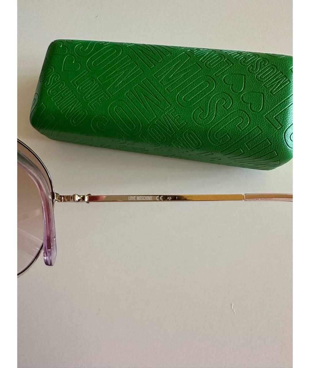 LOVE MOSCHINO Бежевые металлические солнцезащитные очки, фото 7