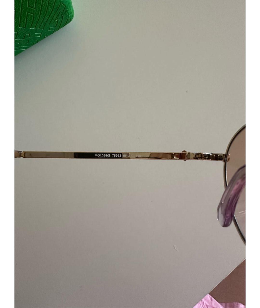LOVE MOSCHINO Бежевые металлические солнцезащитные очки, фото 8