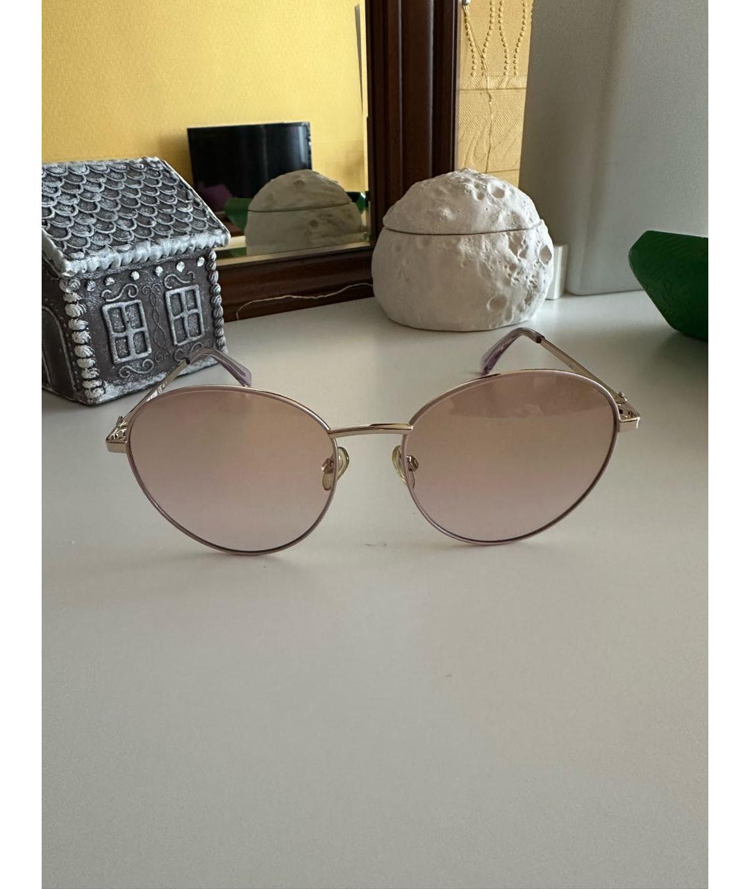 LOVE MOSCHINO Бежевые металлические солнцезащитные очки, фото 6