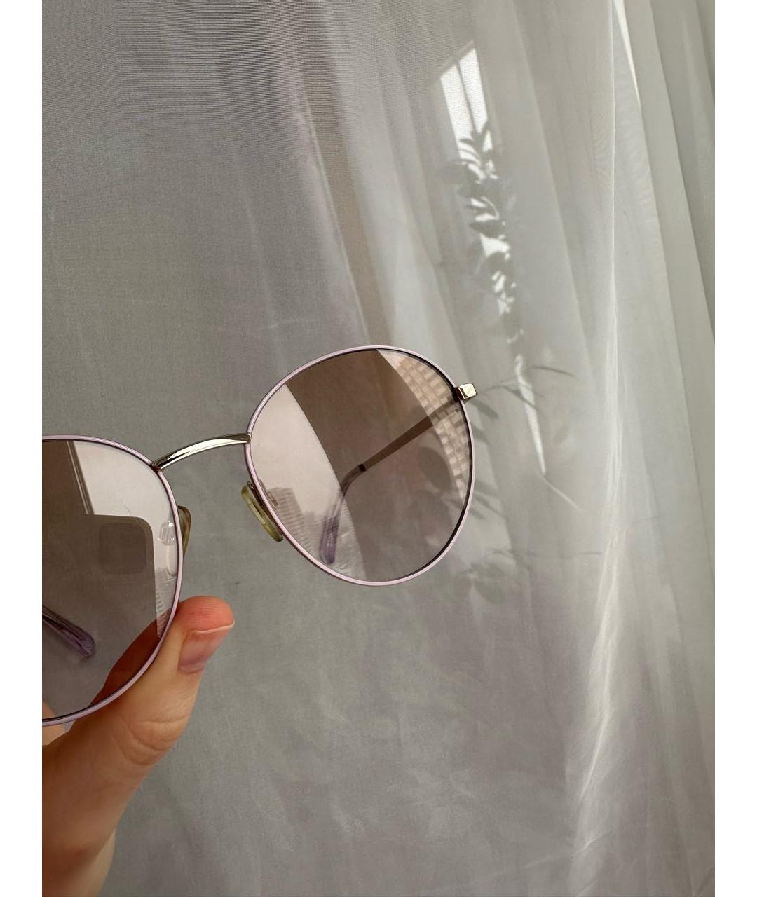LOVE MOSCHINO Бежевые металлические солнцезащитные очки, фото 5
