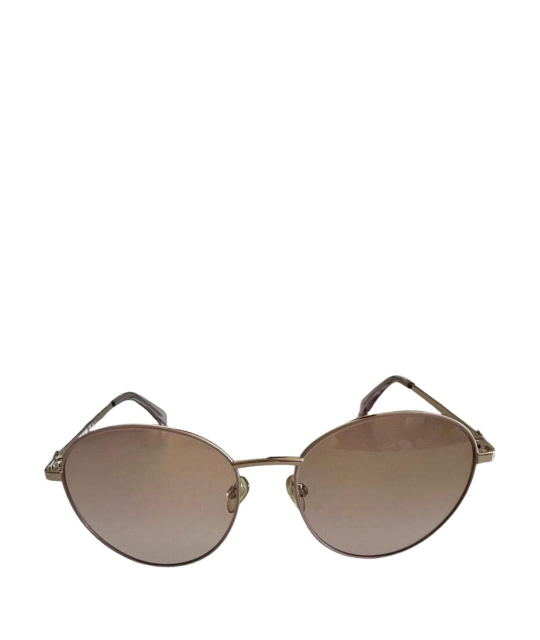 LOVE MOSCHINO Бежевые металлические солнцезащитные очки, фото 1