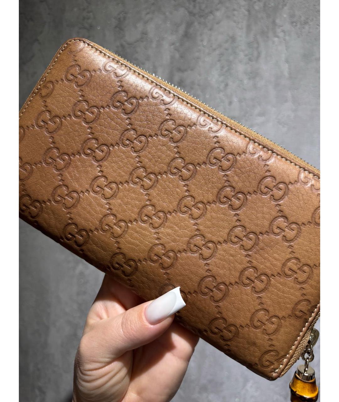 GUCCI Коричневый кожаный кошелек, фото 6