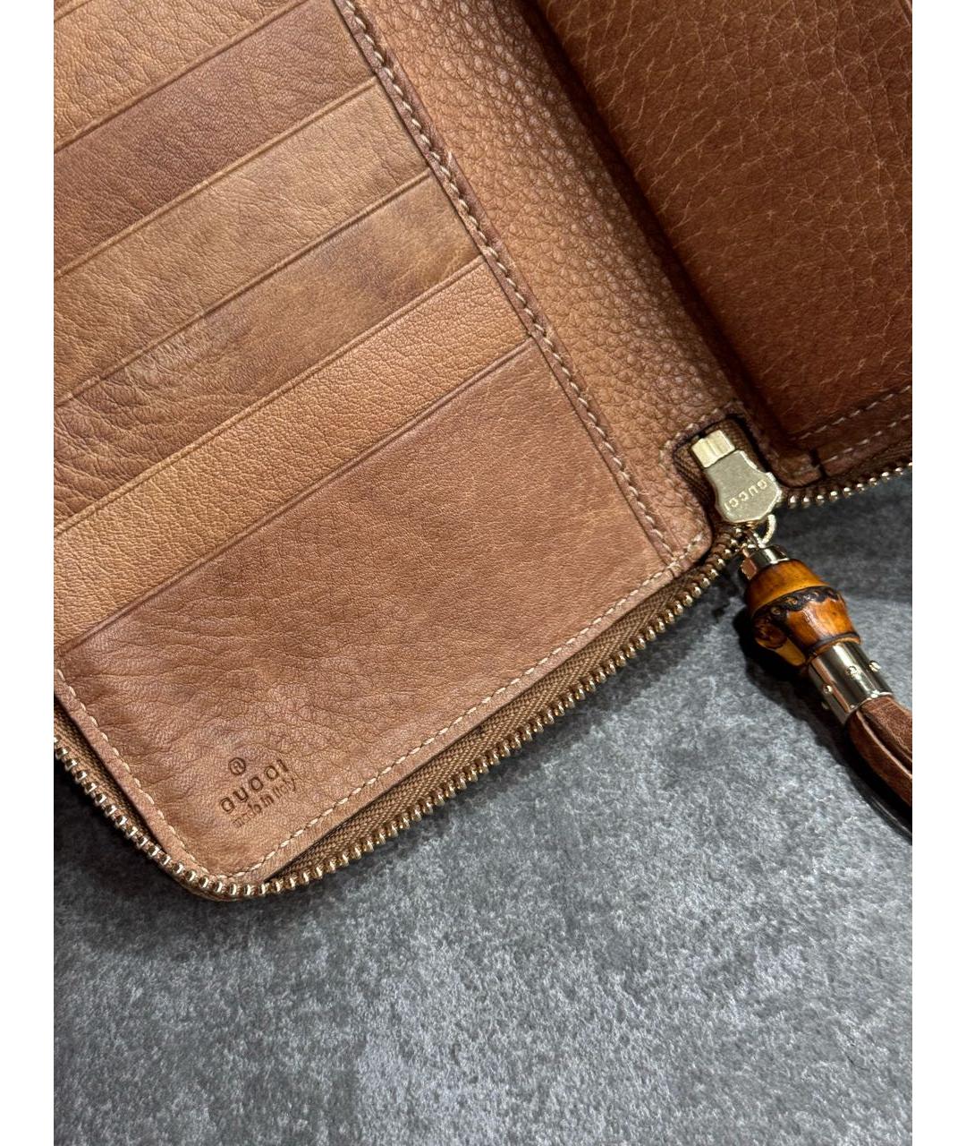 GUCCI Коричневый кожаный кошелек, фото 4