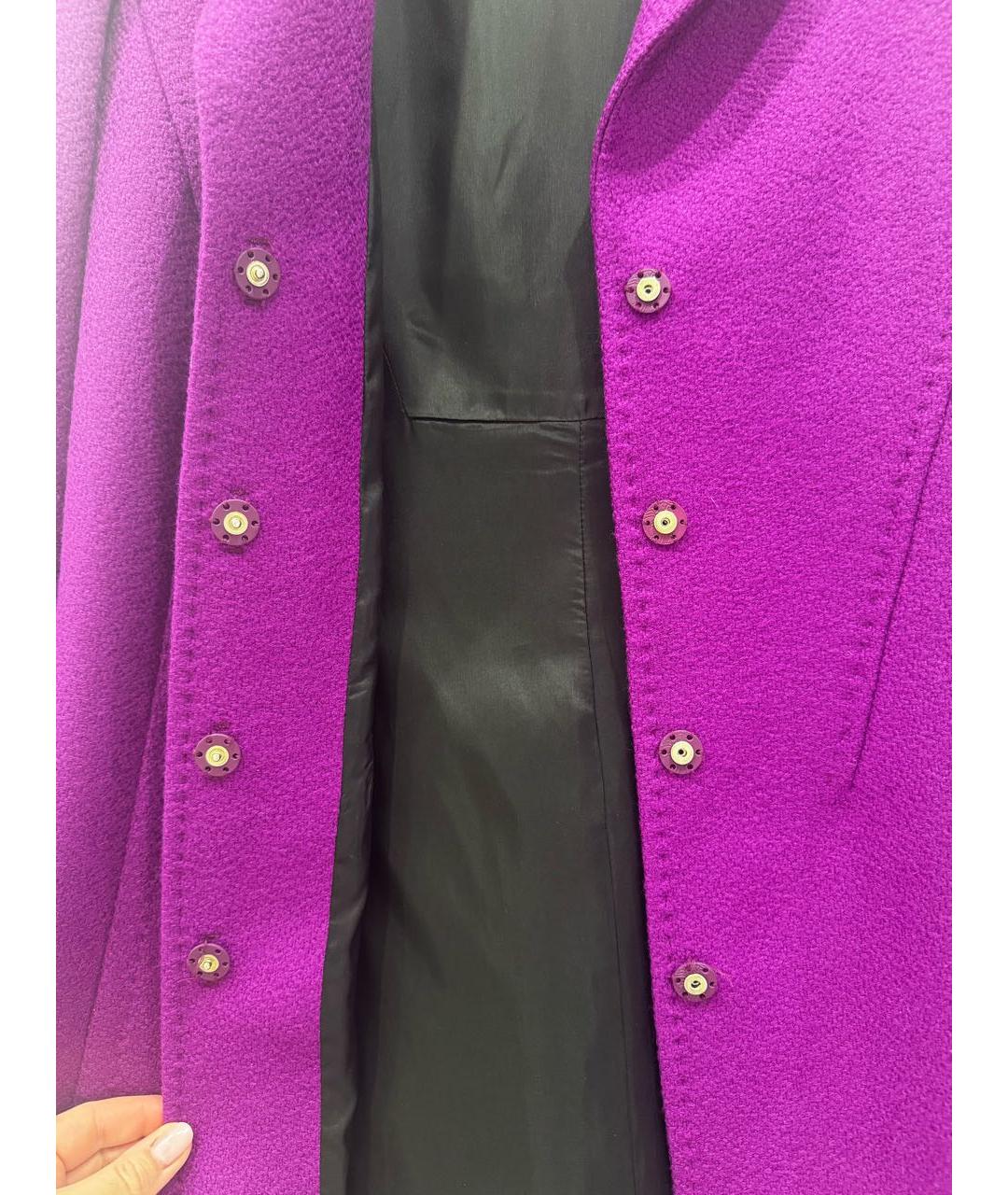 VERSACE COLLECTION Фиолетовое шерстяное пальто, фото 5