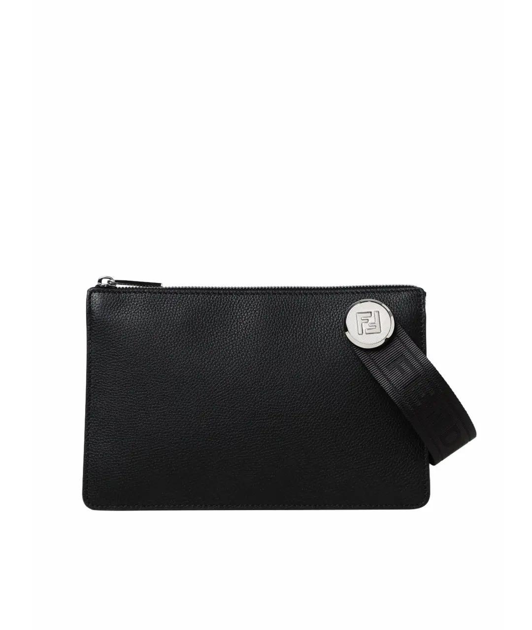 FENDI Черная кожаная барсетка, фото 9