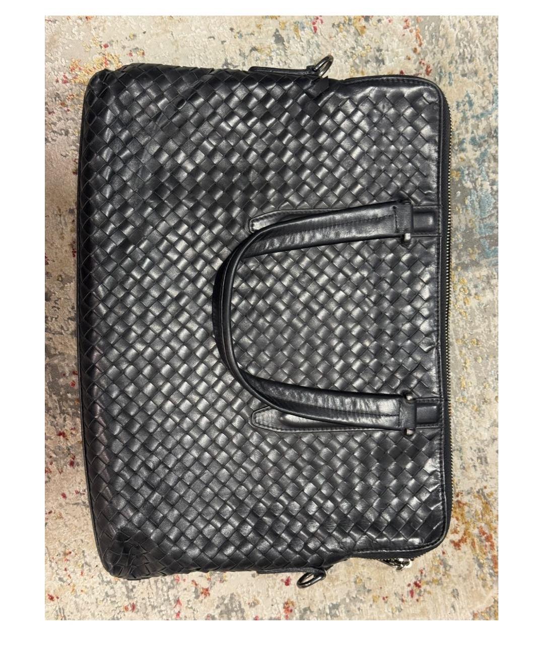 BOTTEGA VENETA Черный кожаный портфель, фото 4