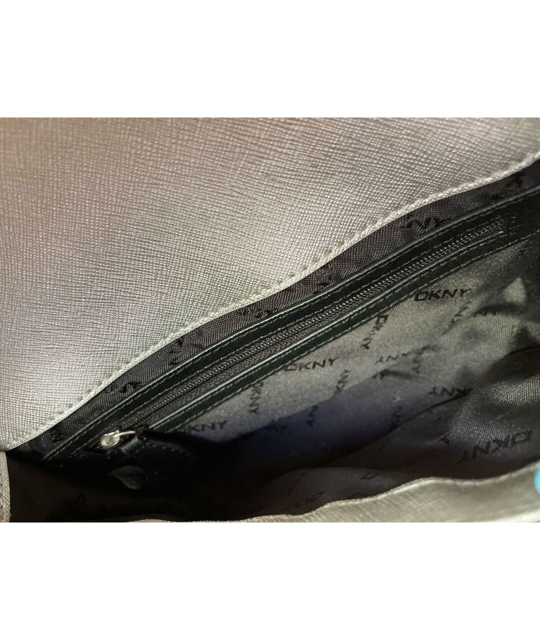 DKNY Серебряная кожаная сумка тоут, фото 4
