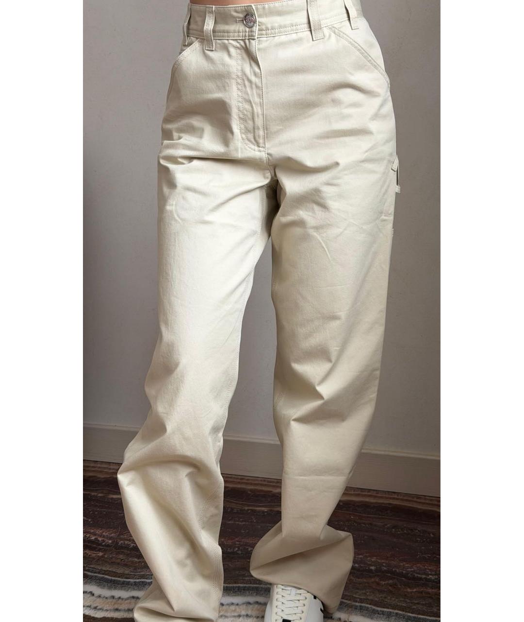 CHANEL Бежевые хлопковые прямые брюки, фото 2