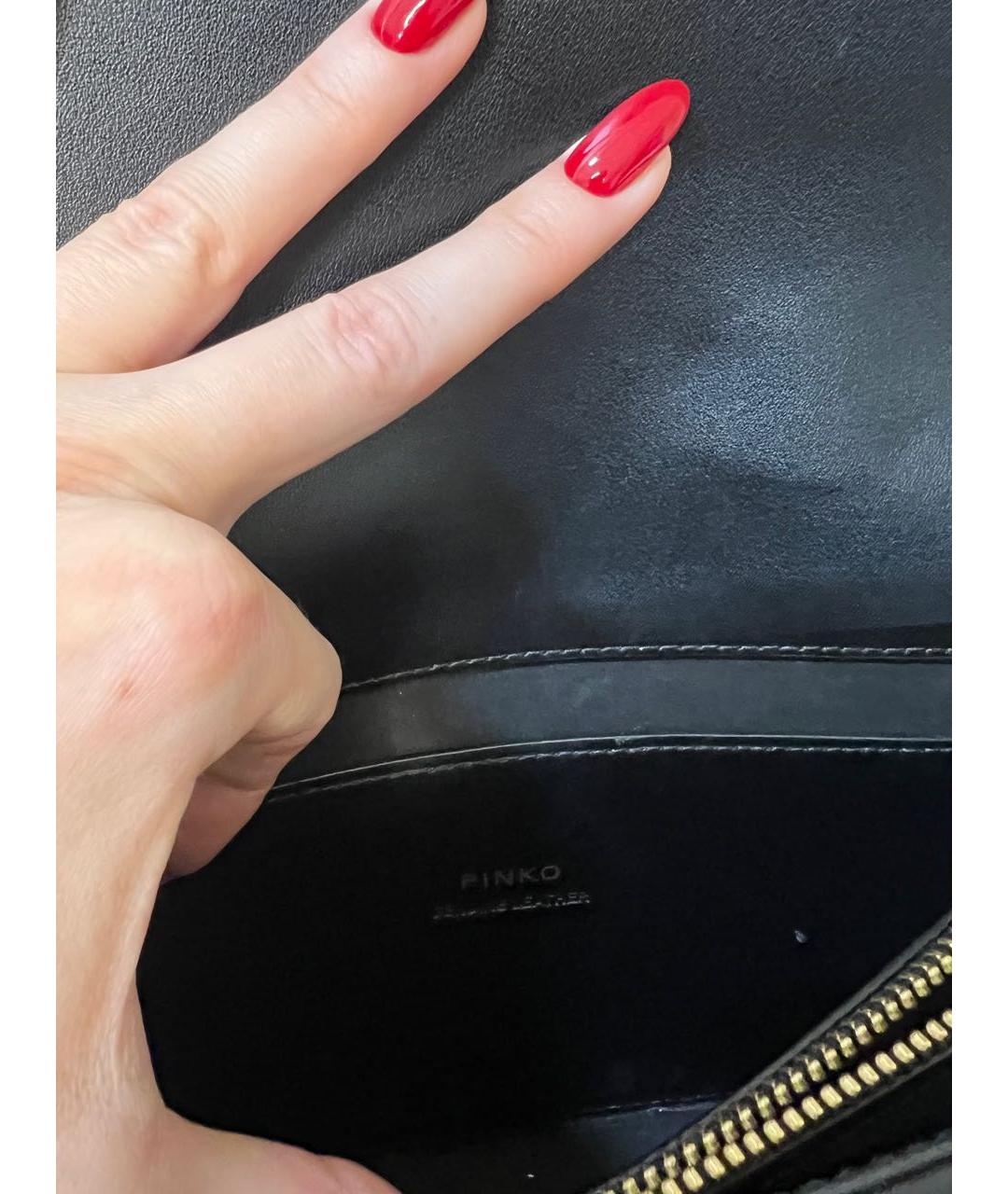 PINKO Черная кожаная сумка через плечо, фото 7
