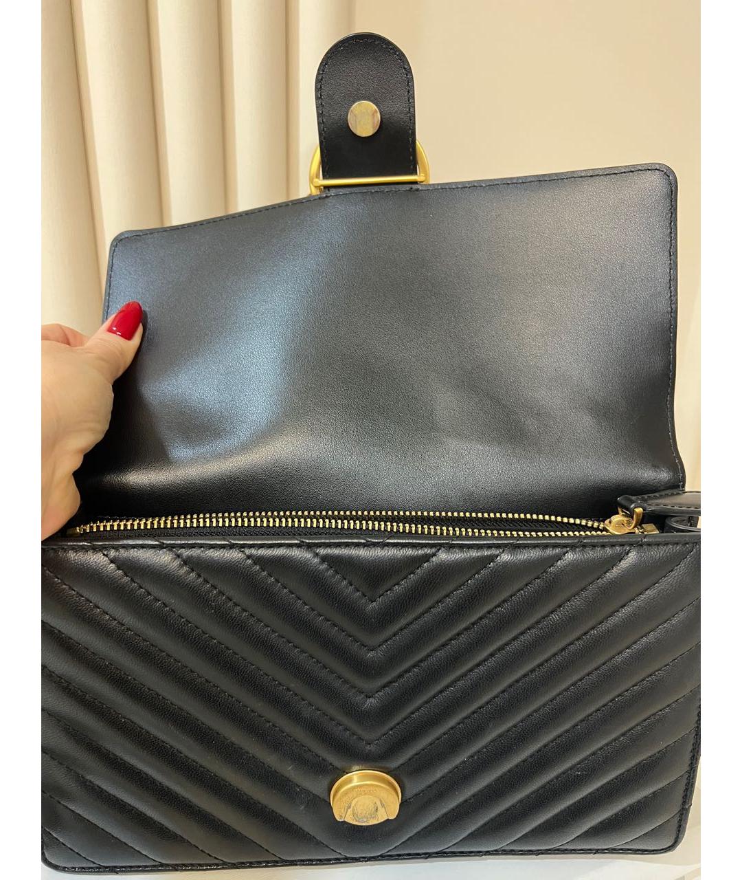 PINKO Черная кожаная сумка через плечо, фото 4