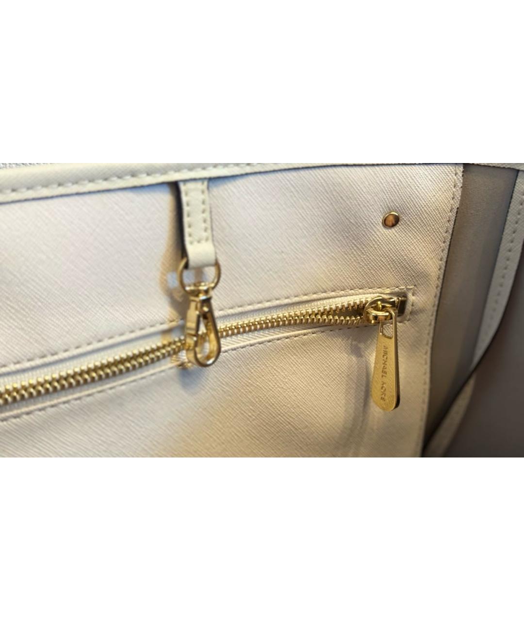 MICHAEL KORS Белая кожаная сумка тоут, фото 5