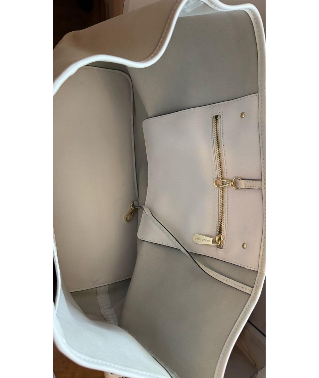MICHAEL KORS Белая кожаная сумка тоут, фото 4