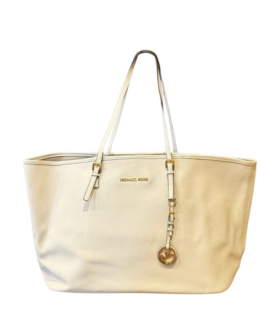 MICHAEL KORS Белая кожаная сумка тоут, фото 1