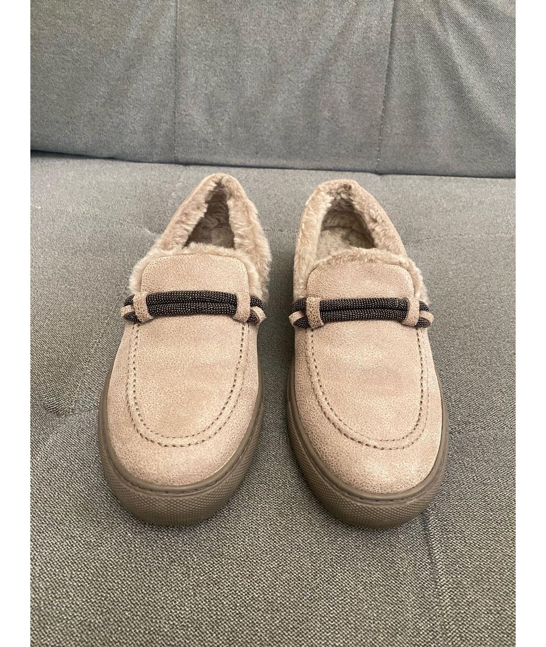 BRUNELLO CUCINELLI Бежевые замшевые лоферы, фото 2