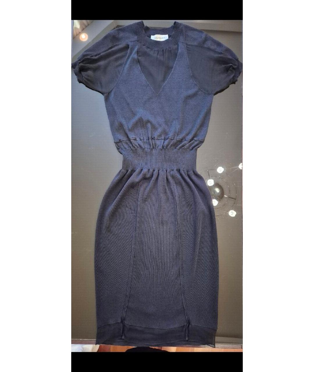 SAINT LAURENT Черное шелковое платье, фото 8