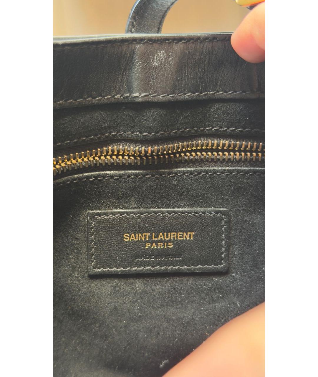 SAINT LAURENT Черная кожаная сумка с короткими ручками, фото 4