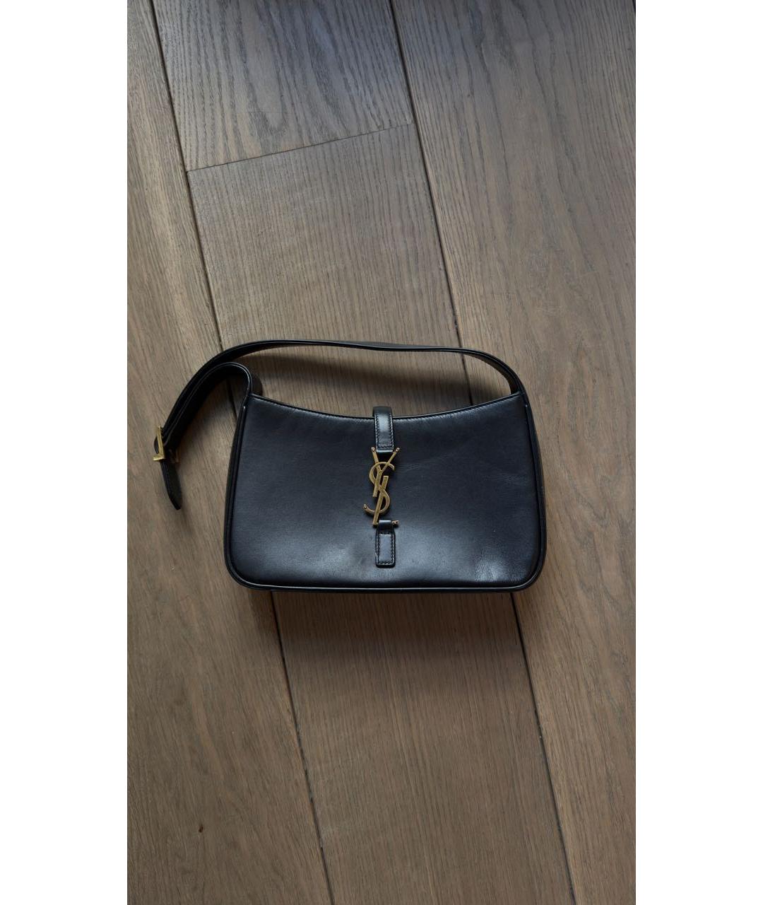 SAINT LAURENT Черная кожаная сумка с короткими ручками, фото 5