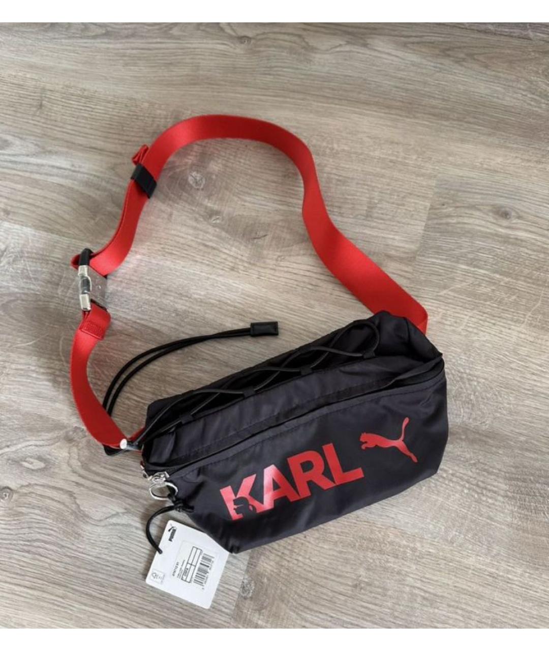 KARL LAGERFELD Черная синтетическая поясная сумка, фото 6