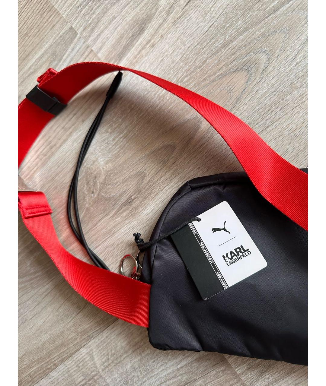 KARL LAGERFELD Черная синтетическая поясная сумка, фото 4