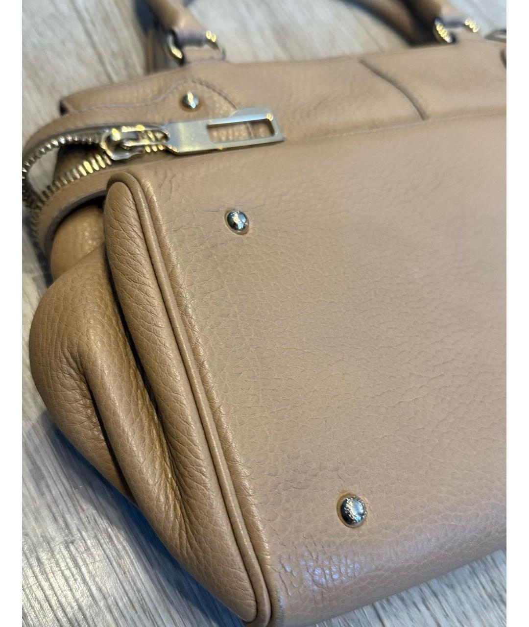 MAX MARA Бежевая кожаная сумка с короткими ручками, фото 7