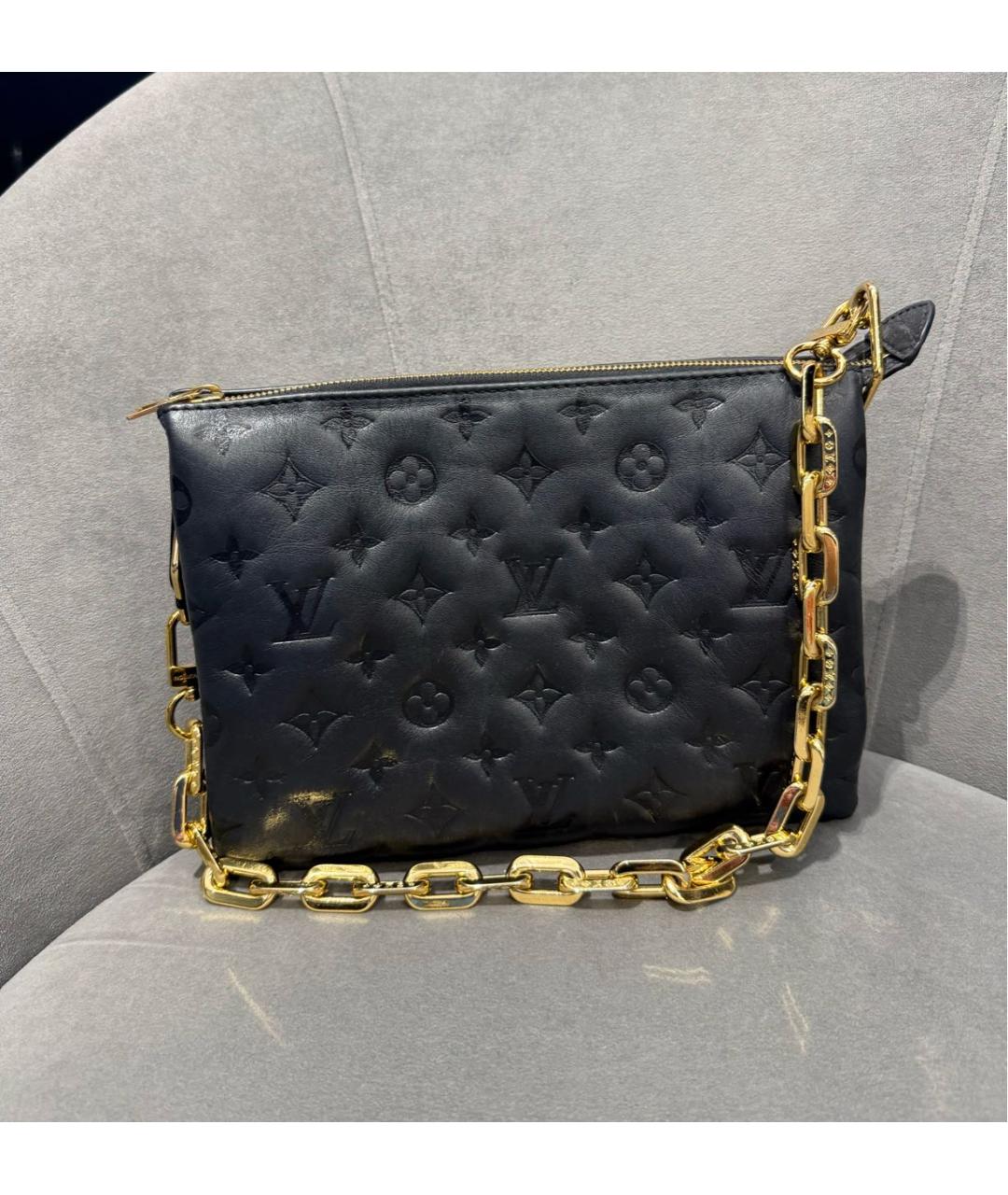 LOUIS VUITTON Черная кожаная сумка через плечо, фото 3