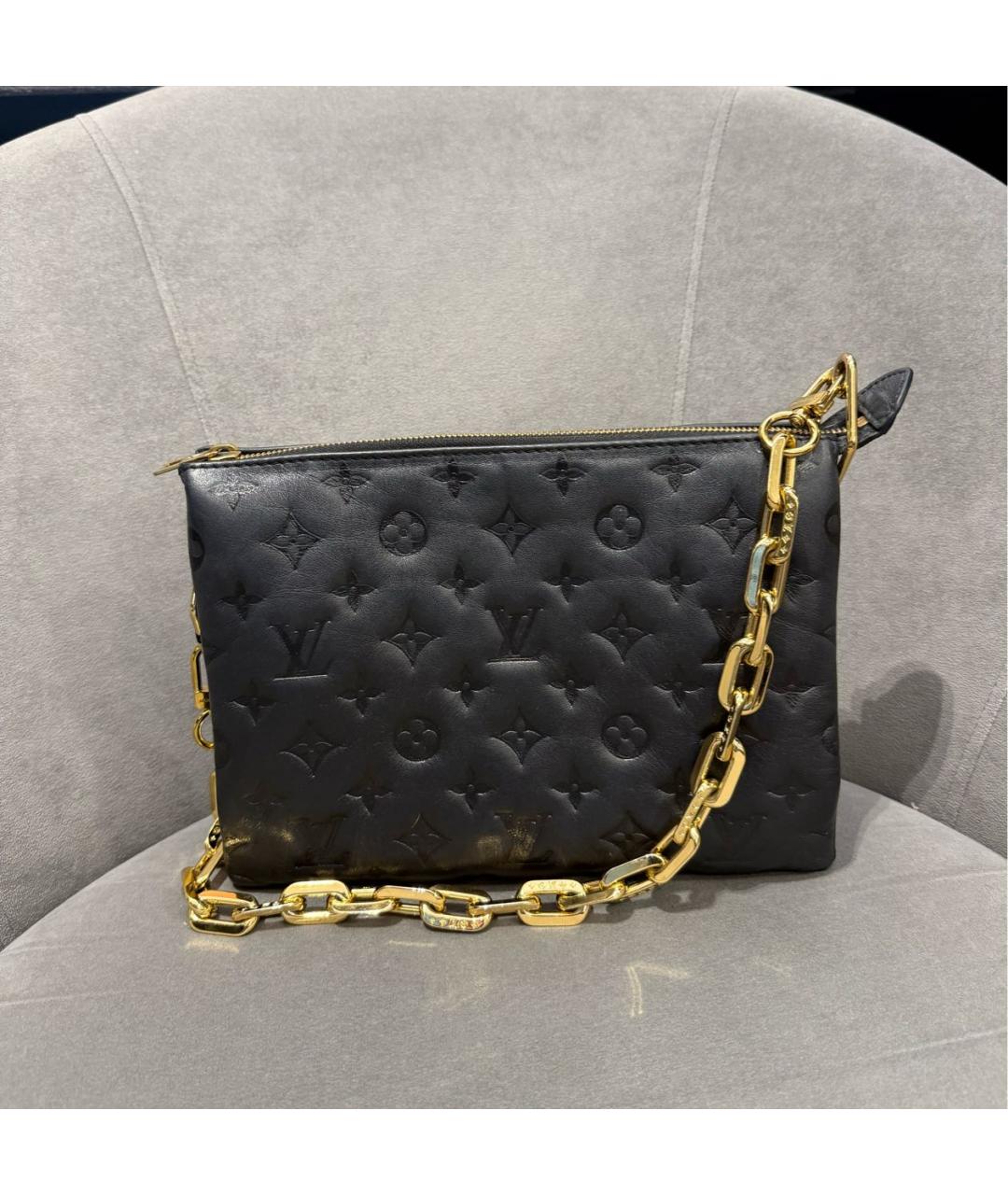 LOUIS VUITTON Черная кожаная сумка через плечо, фото 5