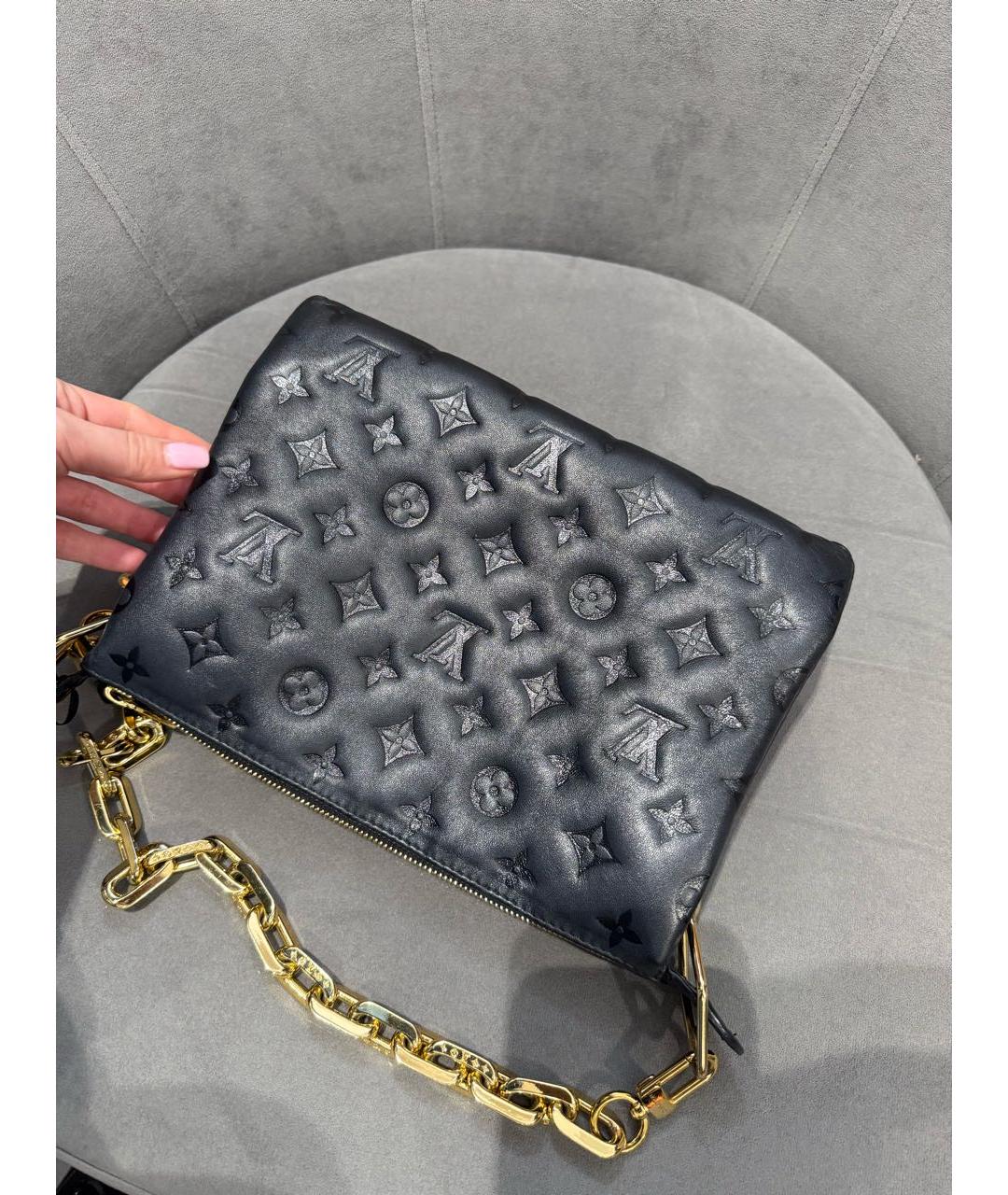 LOUIS VUITTON Черная кожаная сумка через плечо, фото 7