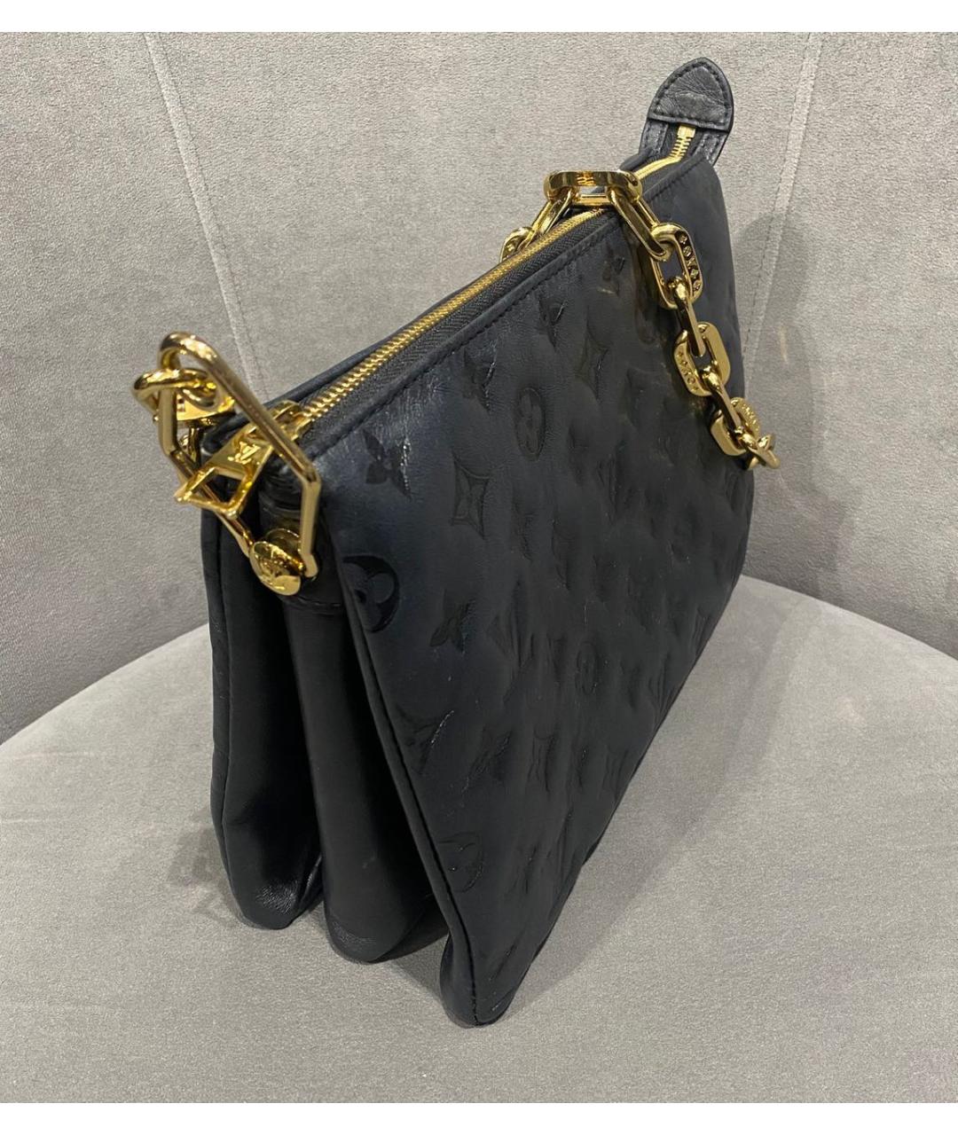 LOUIS VUITTON Черная кожаная сумка через плечо, фото 4