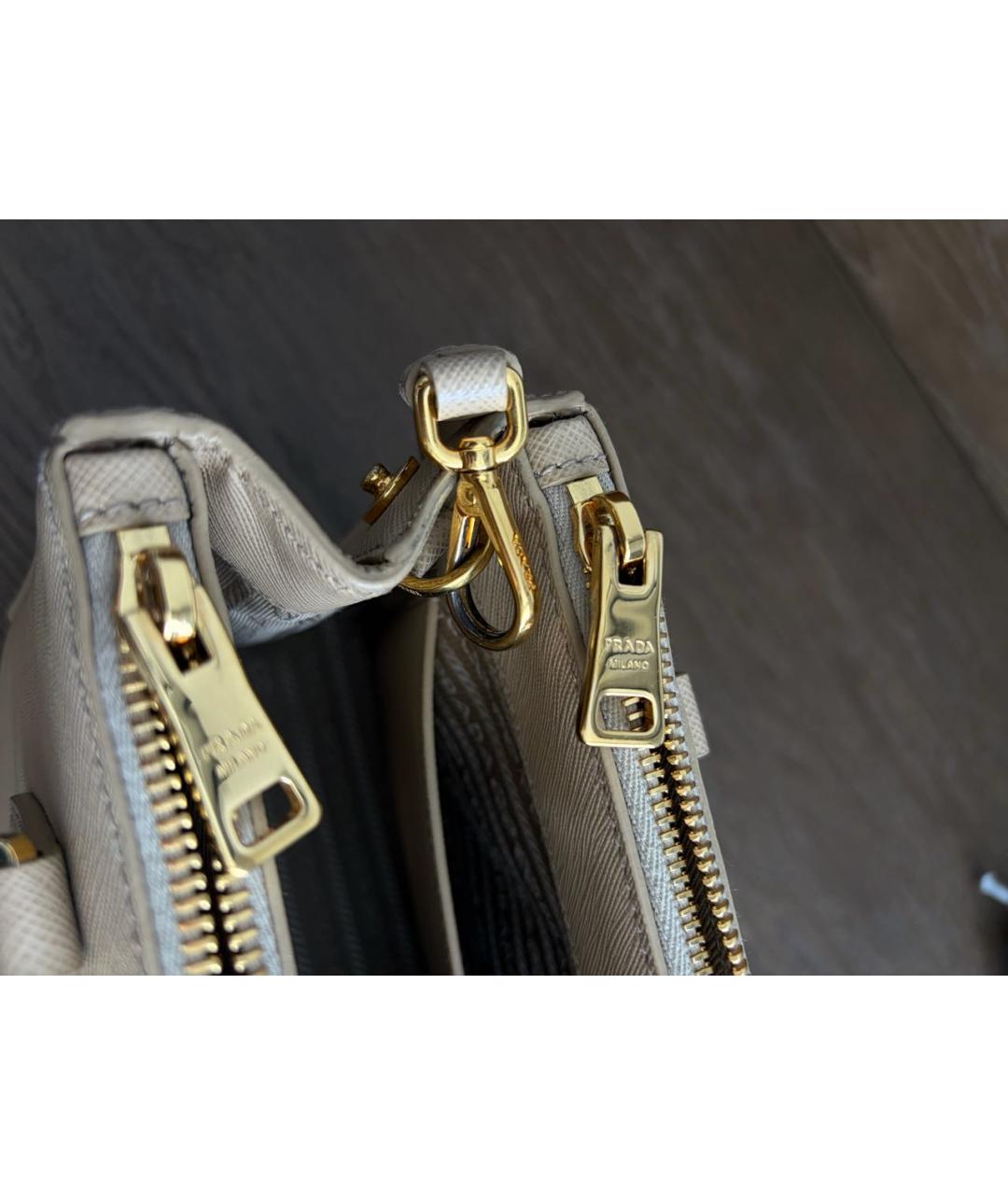 PRADA Бежевая кожаная сумка тоут, фото 7