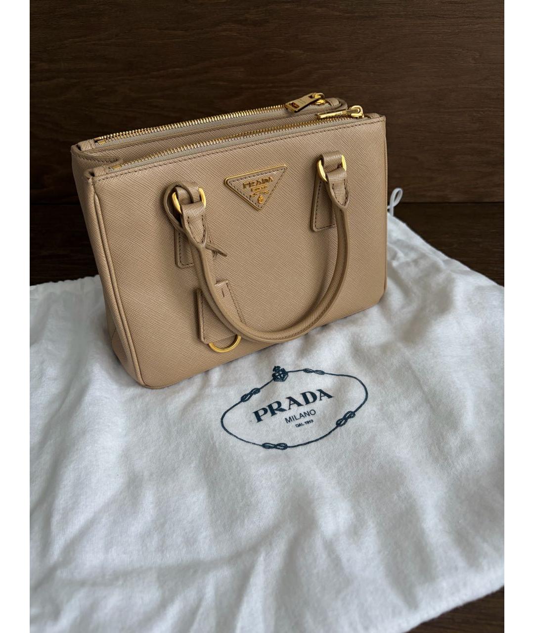 PRADA Бежевая кожаная сумка тоут, фото 8