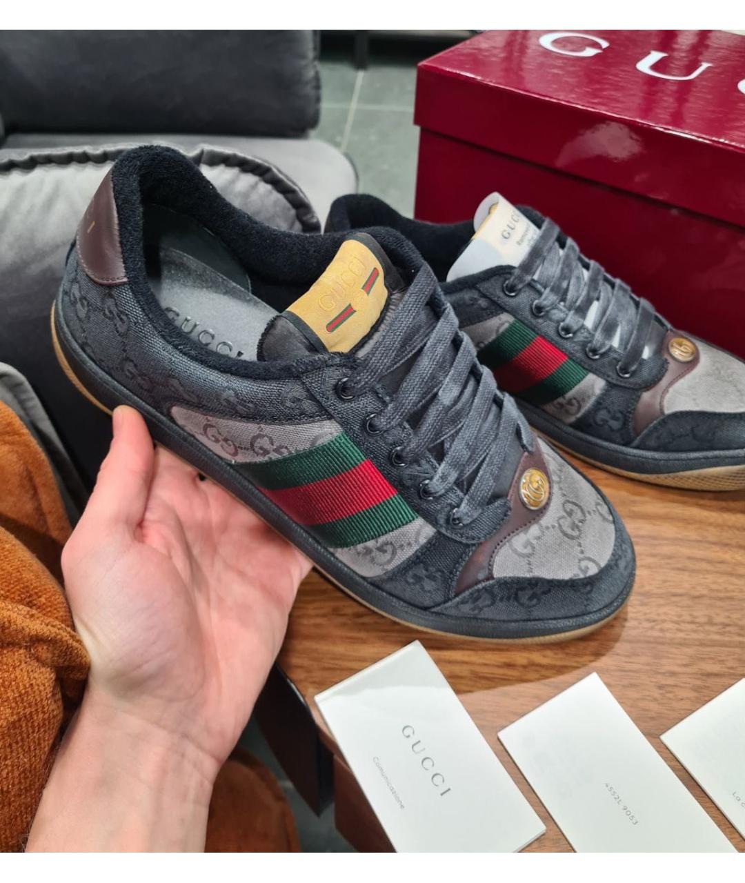 GUCCI Серые текстильные низкие кроссовки / кеды, фото 8