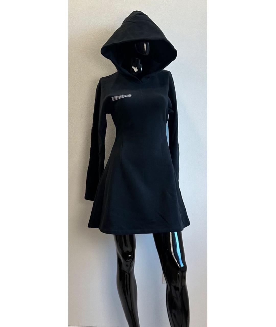 THE PANGAIA Черное хлопковое повседневное платье, фото 6