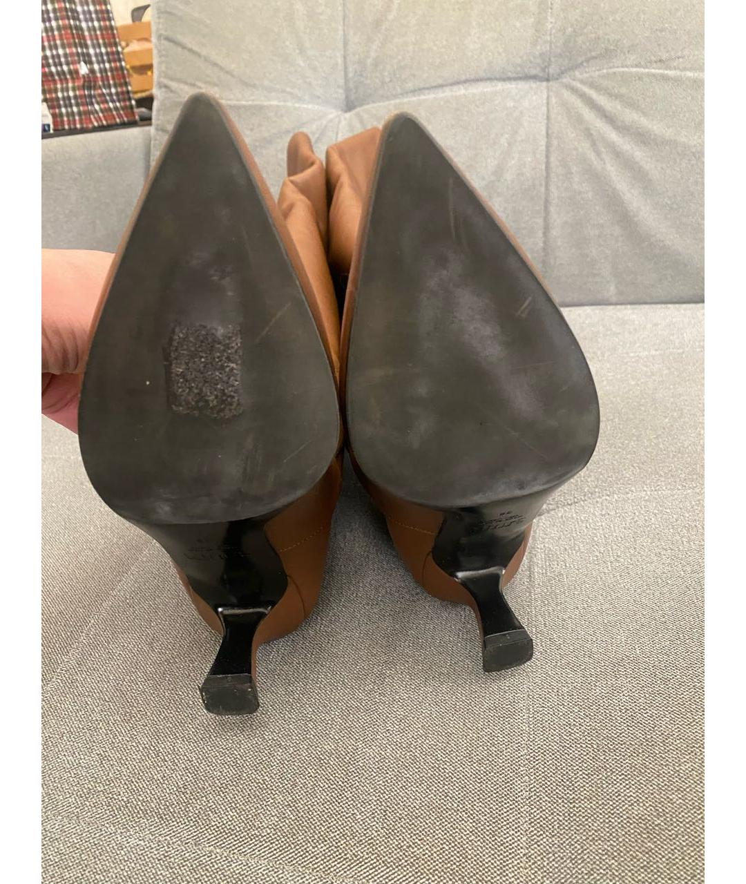 3JUIN Коричневые кожаные ботфорты, фото 4