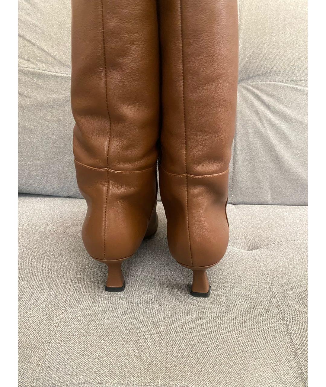3JUIN Коричневые кожаные ботфорты, фото 3