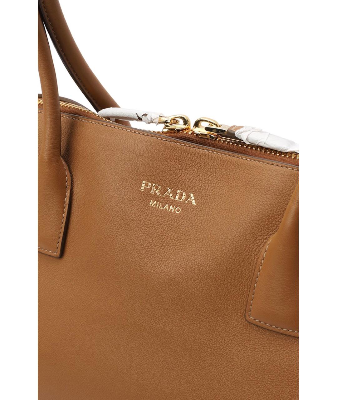 PRADA Коричневая кожаная сумка тоут, фото 6