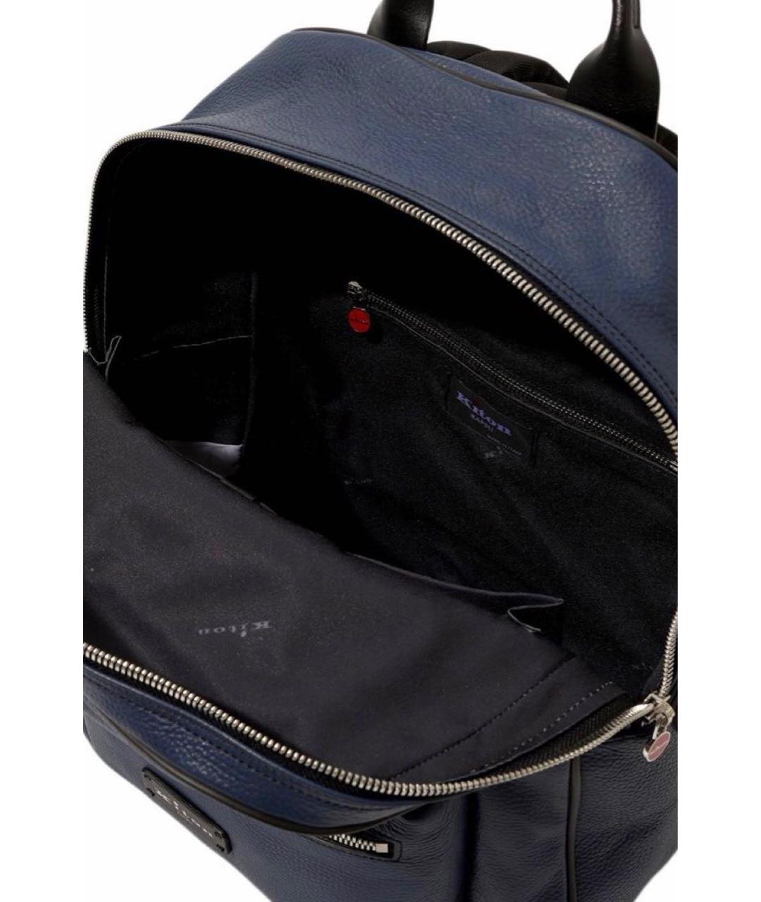 KITON Синий кожаный рюкзак, фото 5