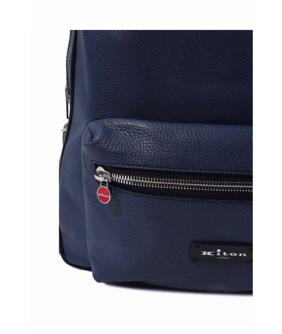 KITON Синий кожаный рюкзак, фото 3