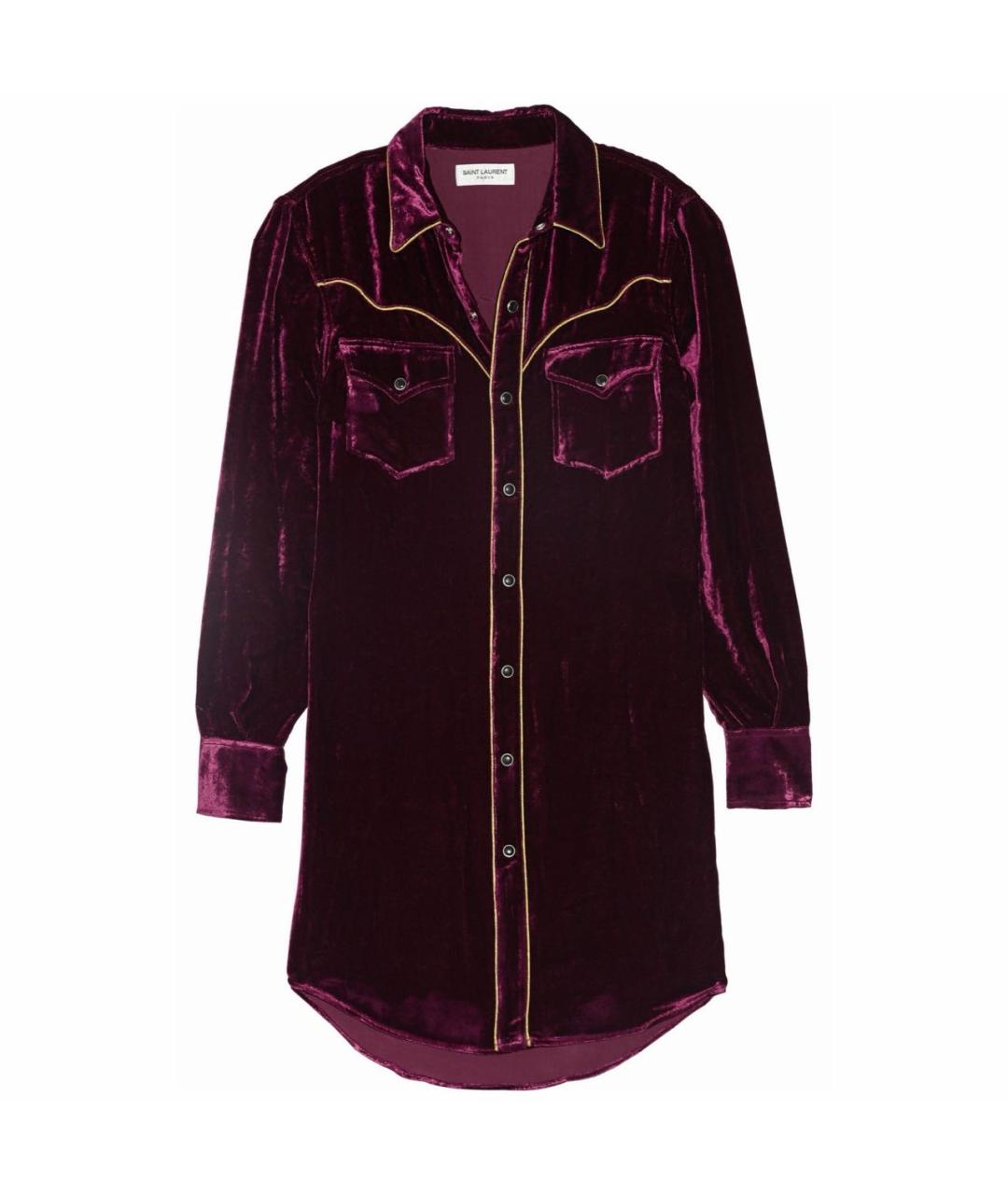 SAINT LAURENT Бордовое вискозное повседневное платье, фото 1