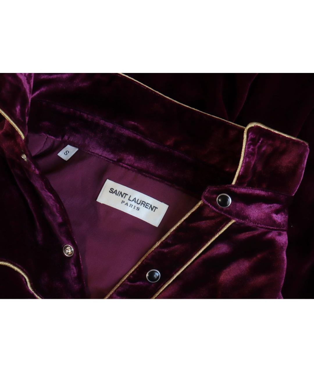 SAINT LAURENT Бордовое вискозное повседневное платье, фото 4