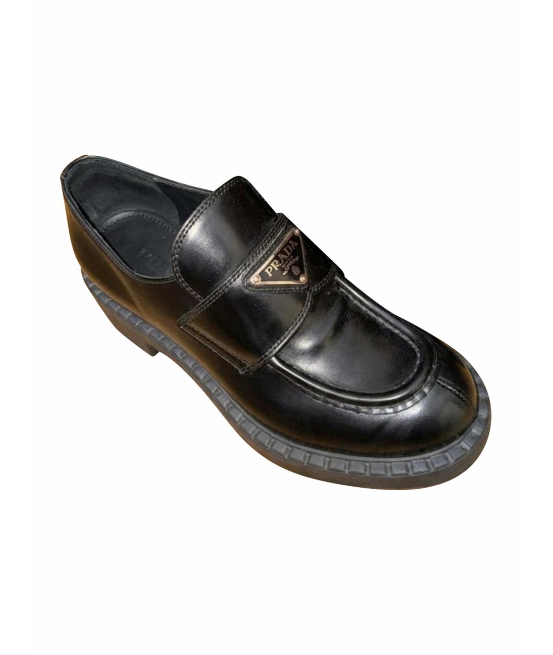 PRADA Черные кожаные лоферы, фото 1