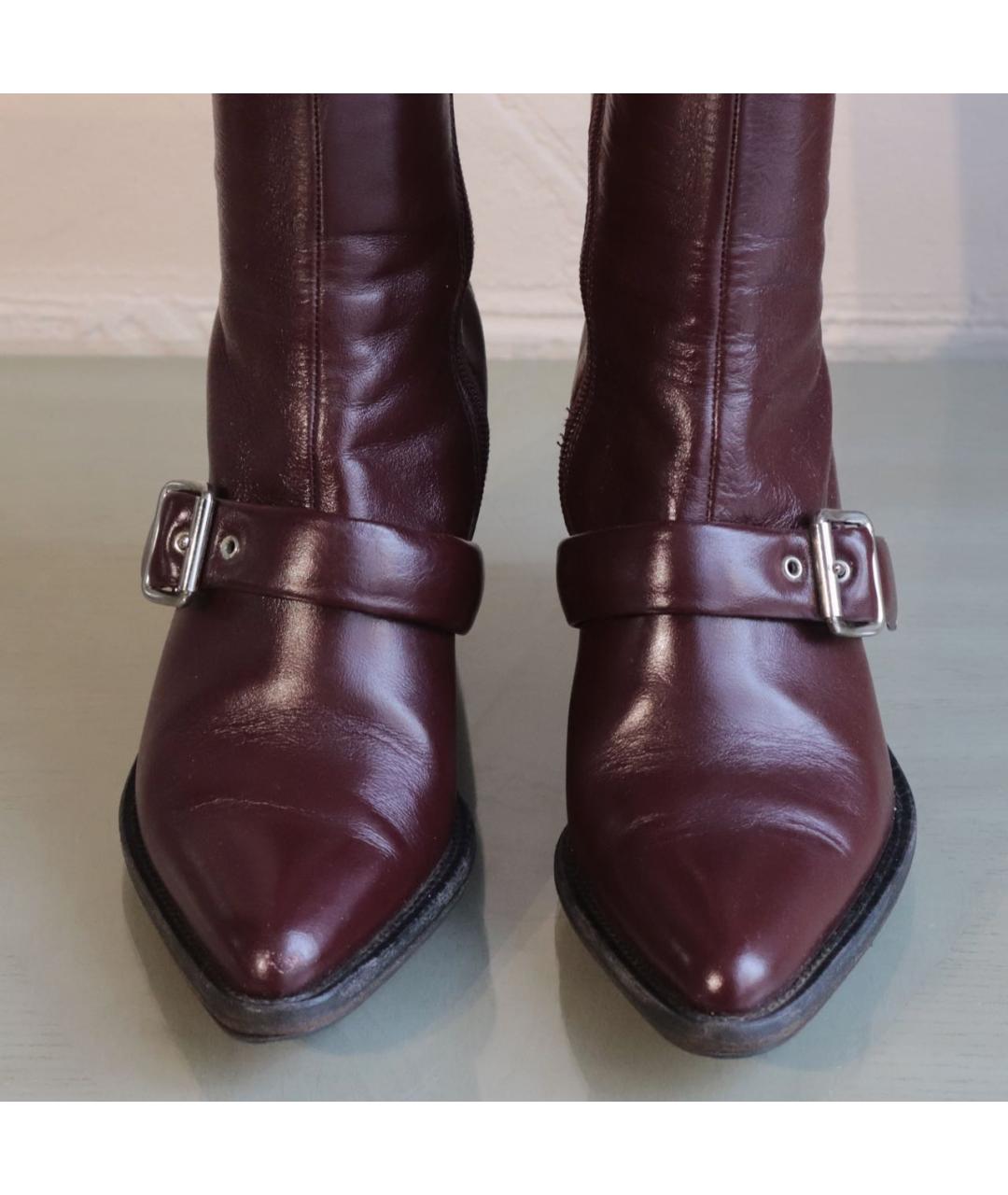 CHLOE Бордовые кожаные ботфорты, фото 3