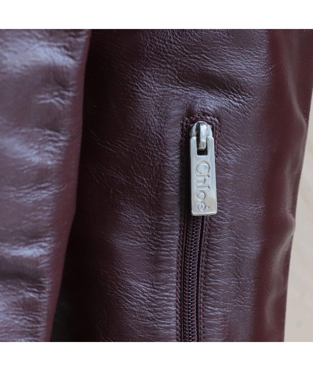 CHLOE Бордовые кожаные ботфорты, фото 6